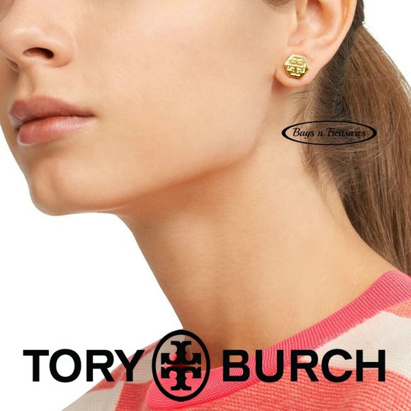 Tory Burch Jewelry - Authentic Tory Burch Stud Logo Earrings in Gold